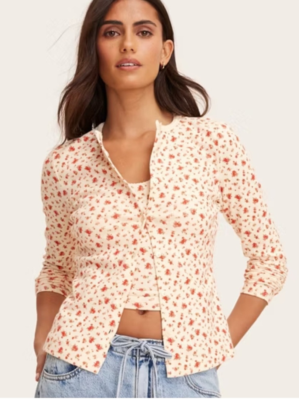 Parke x Target Pointelle Cardigan Small NWT Cream Floral Button Sweater Top